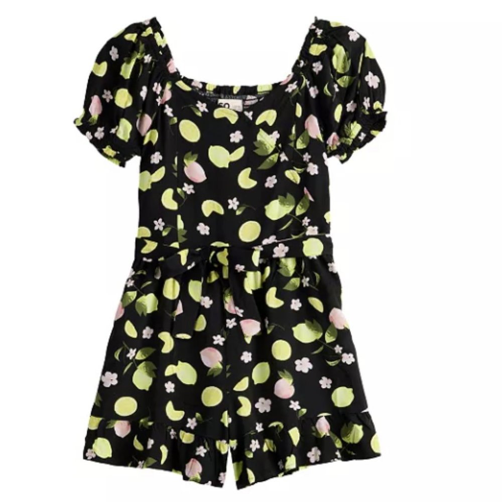 GIRLS SO  PUFF SLEEVE SHORTS ROMPER SIZE XS (6/6X)  #K71